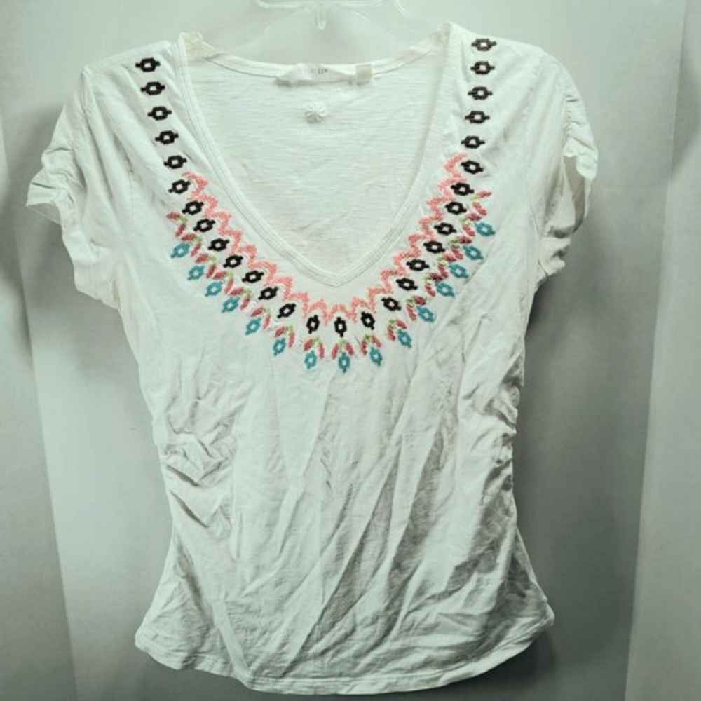 Athleta Short Sleeve Embroidered womens Top size small